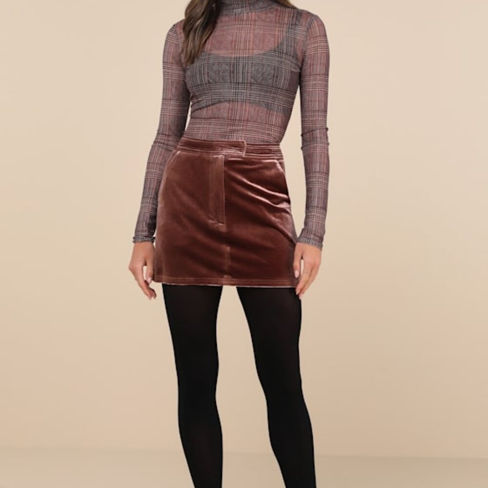 Lulus Splendid Mood Mauve Velvet High-rise Mini Skirt Pink - Size XL